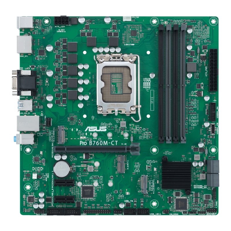 ASUS PRO B760M-CT-CSM Scheda Madre Business Intel B760 LGA 1700 microATX DDR5 con 2 Slot M.2, 2.5Gb Ethernet, 2 DisplayPort, HDMI, VGA, 4 SATA 6 Gbps e USB 3.2