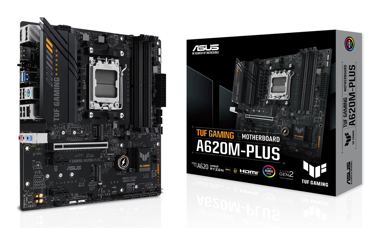 ASUS TUF GAMING A620M-PLUS Scheda Madre AMD A620 Socket AM5 micro ATX con DDR5, 128 GB, 2 slot M.2 PCIe 4.0, Ethernet 2.5Gb, HDMI e DisplayPort
