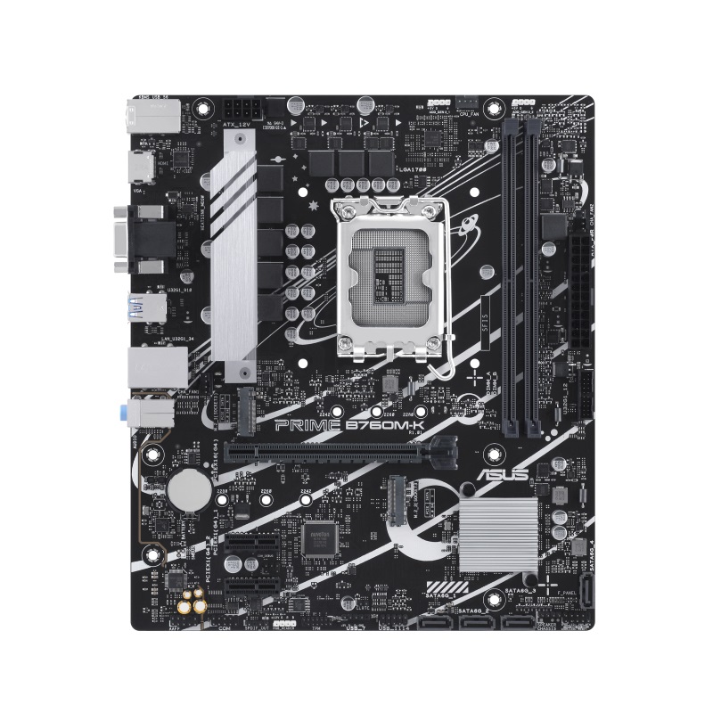 ASUS PRIME B760M-K Scheda Madre Intel B760 LGA 1700 micro ATX, DDR5, 2 slot M.2 PCIe 4.0, Ethernet Realtek 2.5Gb, VGA, HDMI, SATA 6 Gbps, USB frontale 3.2 Gen 1, Aura Sync