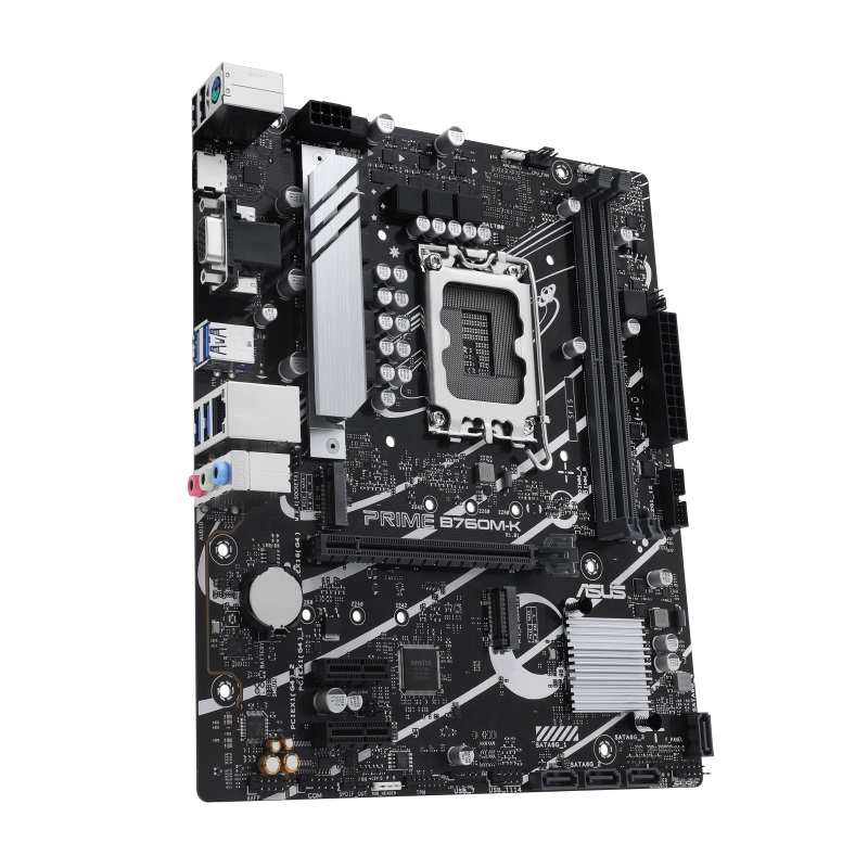 ASUS PRIME B760M-K Scheda Madre Intel B760 LGA 1700 micro ATX, DDR5, 2 slot M.2 PCIe 4.0, Ethernet Realtek 2.5Gb, VGA, HDMI, SATA 6 Gbps, USB frontale 3.2 Gen 1, Aura Sync