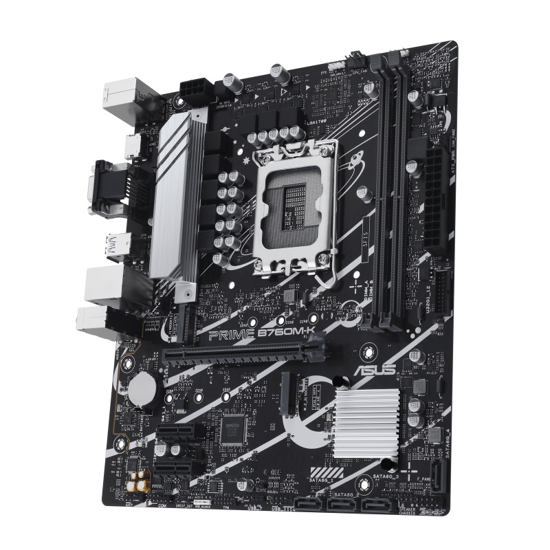 ASUS PRIME B760M-K Scheda Madre Intel B760 LGA 1700 micro ATX, DDR5, 2 slot M.2 PCIe 4.0, Ethernet Realtek 2.5Gb, VGA, HDMI, SATA 6 Gbps, USB frontale 3.2 Gen 1, Aura Sync