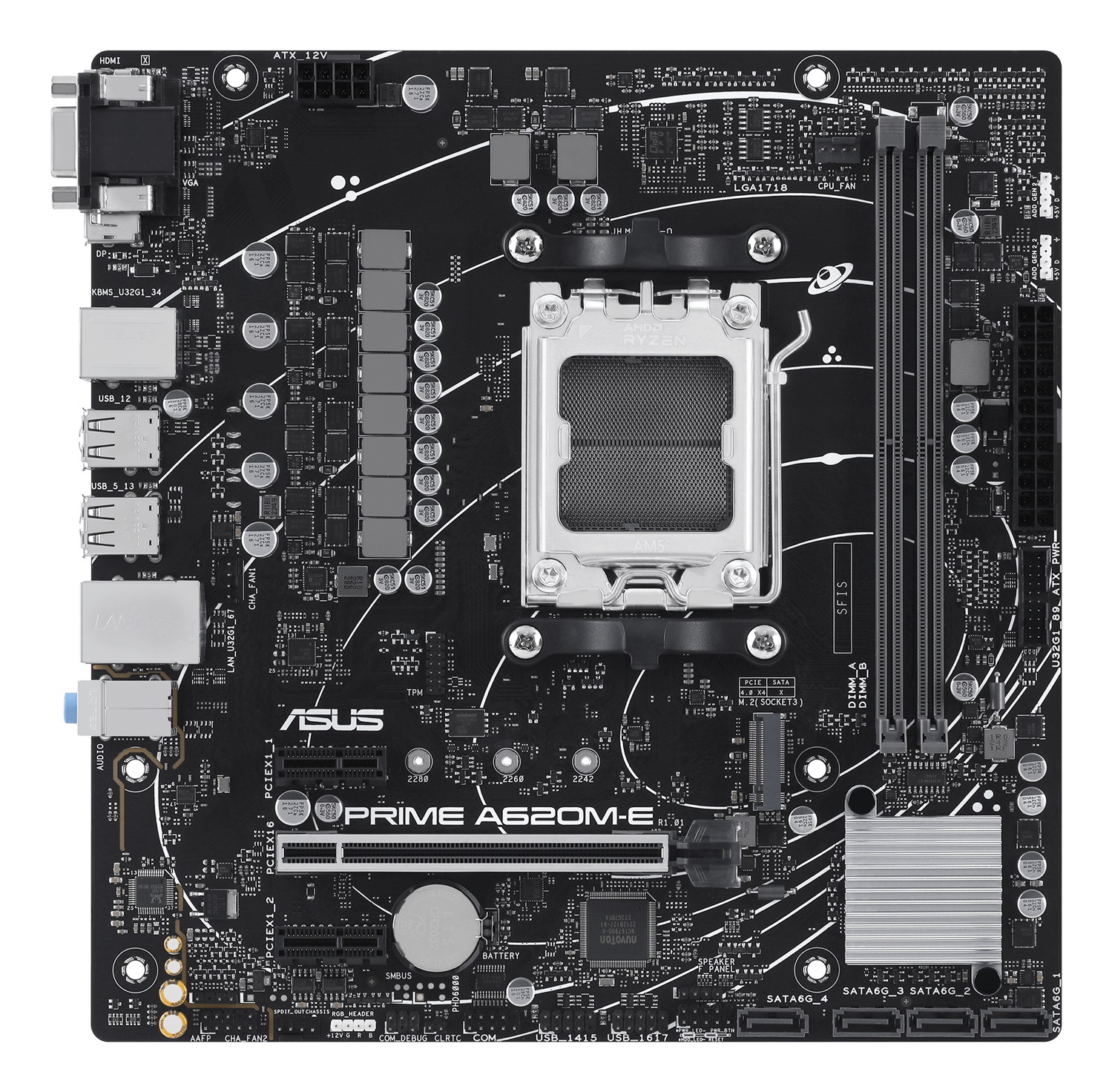 ASUS PRIME A620M-E-CSM Scheda Madre Socket AM5 Micro ATX con supporto DDR5, PCIe 4.0, HDMI, DisplayPort e Aura Sync