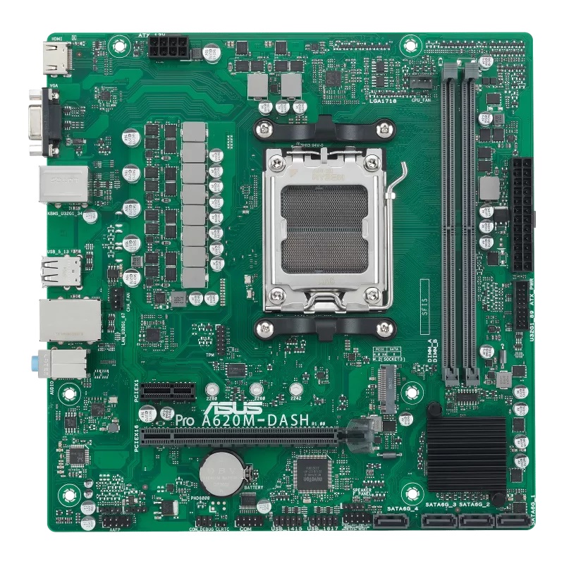 ASUS PRO A620M-DASH-CSM Scheda Madre Micro ATX Socket AM5 DDR5, 4x SATA 6Gb/s, 1x M.2, HDMI, DisplayPort, USB 3.2 Gen 2