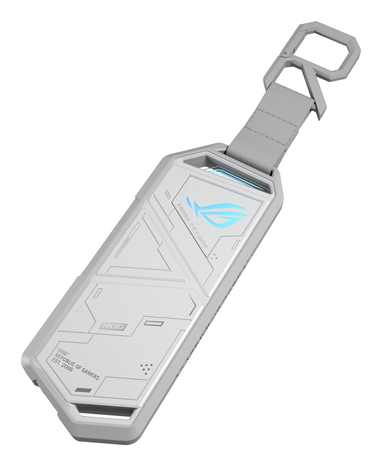 ASUS ROG Strix Arion White Edition - Custodia per SSD M.2 PCIe NVM Express, USB-C 3.2 Gen 2, Velocità fino a 10 Gbit/s, Scocca in Lega di Alluminio, Facile Installazione senza Cacciavite, Aura Sync, Bianco