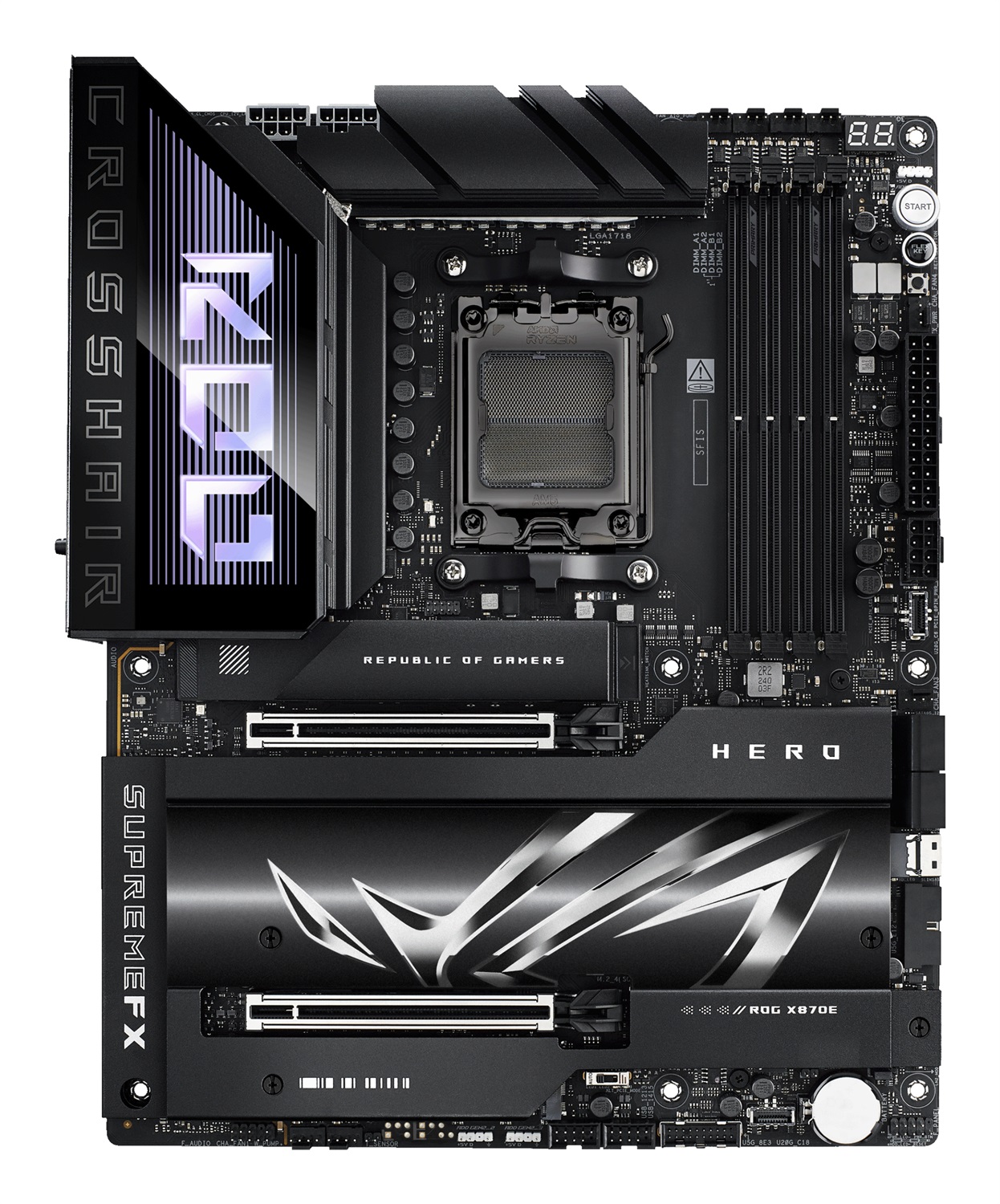 ASUS ROG CROSSHAIR X870E HERO Scheda Madre ATX AMD AM5 con Wi-Fi 7, 4x DDR5, 5x M.2, PCIe 5.0