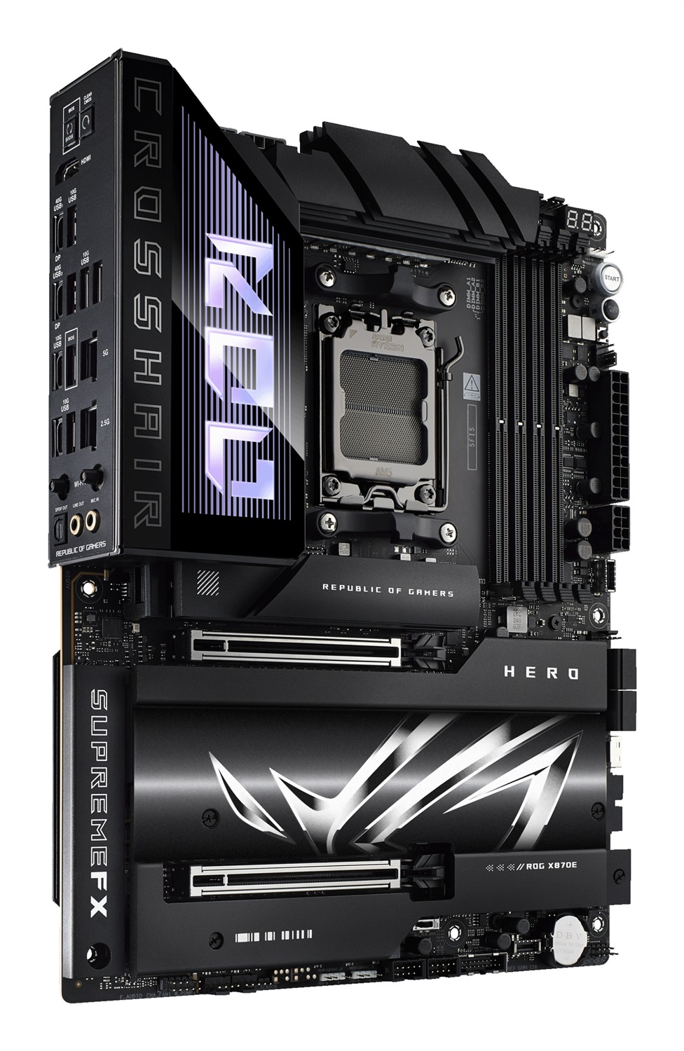 ASUS ROG CROSSHAIR X870E HERO Scheda Madre ATX AMD AM5 con Wi-Fi 7, 4x DDR5, 5x M.2, PCIe 5.0
