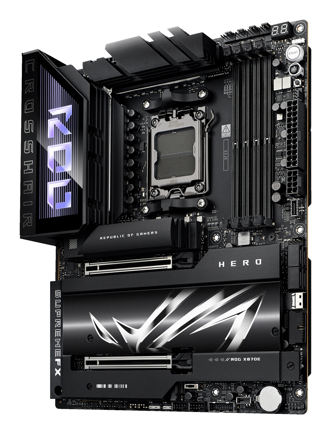 ASUS ROG CROSSHAIR X870E HERO Scheda Madre ATX AMD AM5 con Wi-Fi 7, 4x DDR5, 5x M.2, PCIe 5.0