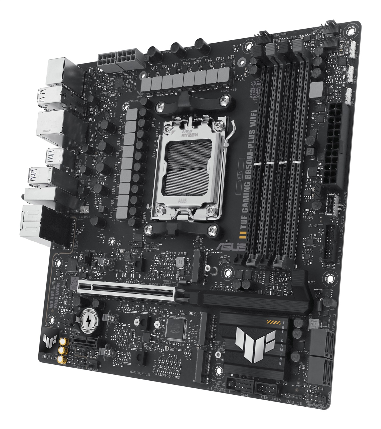 ASUS TUF Gaming B850M-Plus WiFi - Scheda Madre micro ATX AM5 con DDR5, PCIe 5.0, WiFi 6E e 3 slot M.2