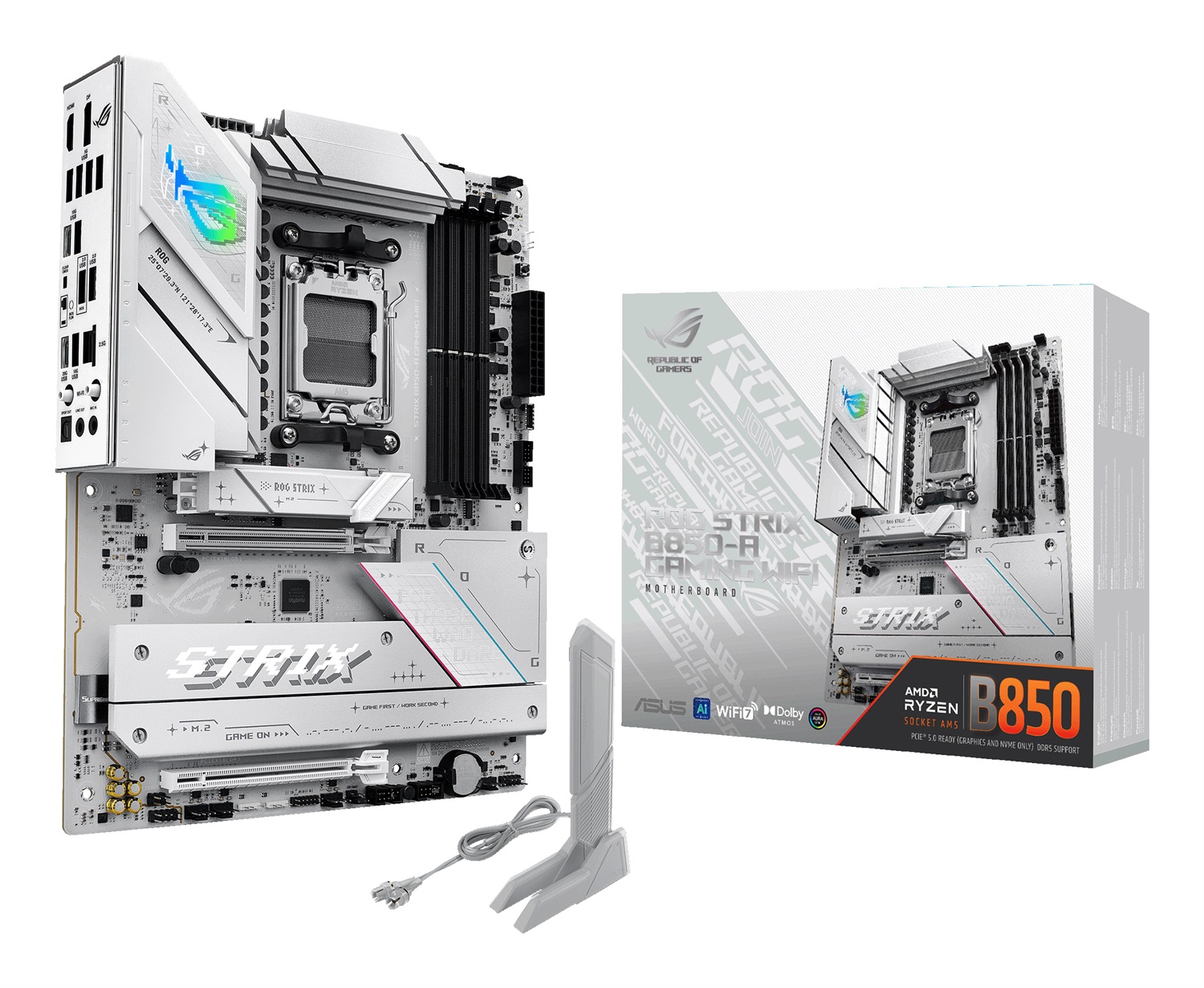 ASUS ROG STRIX B850-A GAMING WIFI - Scheda Madre ATX AM5 con DDR5, 4 slot M.2 e WiFi 7