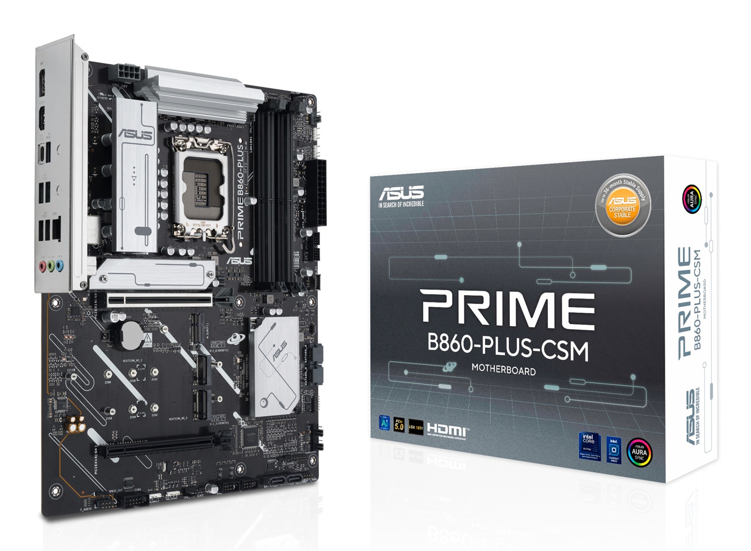 ASUS PRIME B860-PLUS-CSM Scheda Madre ATX LGA 1851 con supporto DDR5 fino a 256GB, PCIe 5.0 e uscite HDMI/DP
