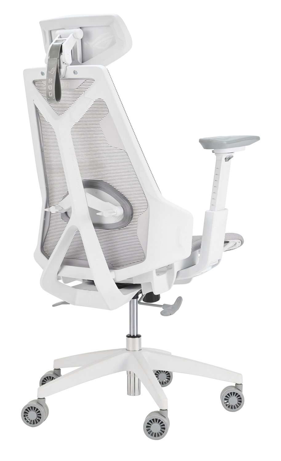 ASUS ROG Destrier Ergo Core White - Sedia da gaming per PC con seduta e schienale in rete, supporto lombare, capacità fino a 136 kg, colore bianco