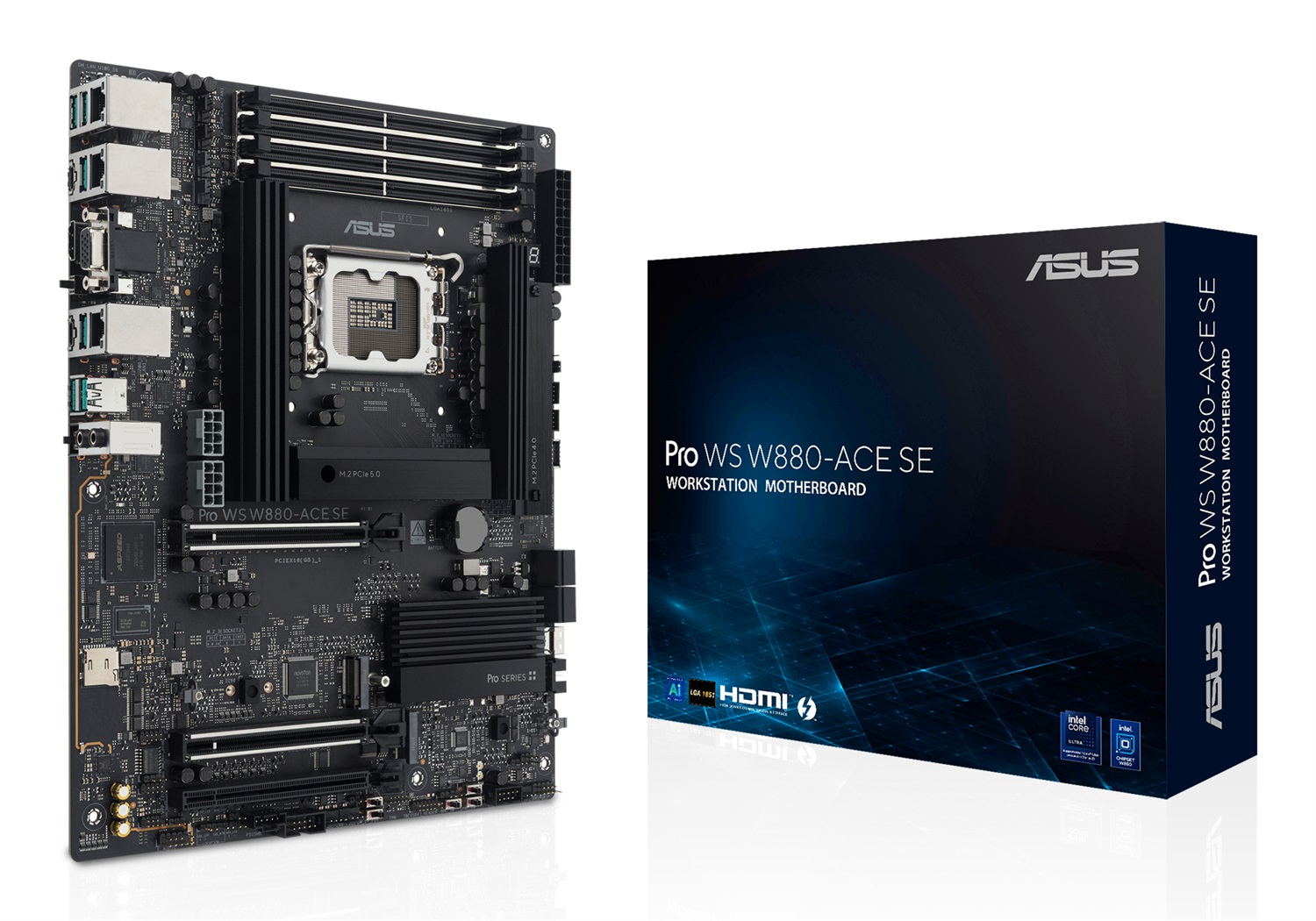 ASUS PRO WS W880-ACE SE - Scheda madre ATX LGA 1851 per workstation, DDR5, 256 GB, Dual 2.5GB Ethernet, 4x M.2, PCIe 3.0
