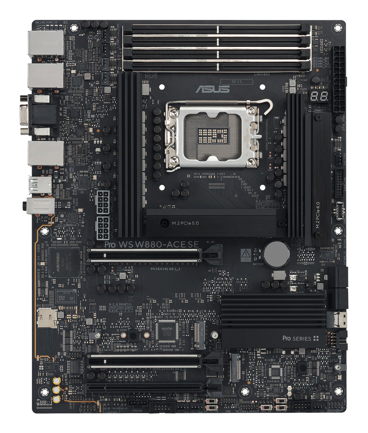 ASUS PRO WS W880-ACE SE - Scheda madre ATX LGA 1851 per workstation, DDR5, 256 GB, Dual 2.5GB Ethernet, 4x M.2, PCIe 3.0