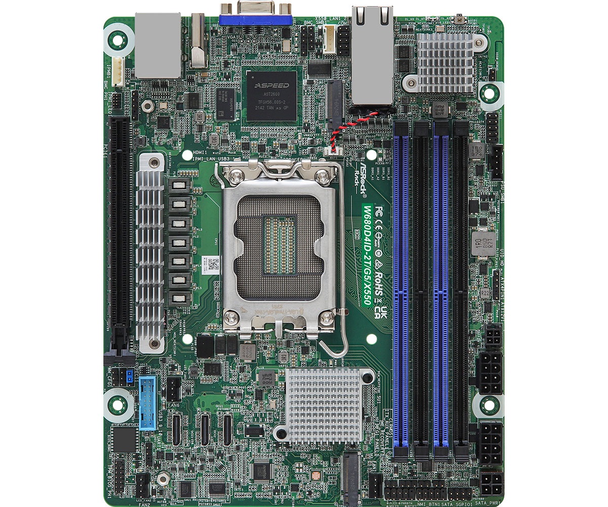 Asrock W680D4ID-2T/G5/X550 Scheda Madre Intel W680 LGA 1700 Mini ITX con Supporto DDR5 fino a 32GB