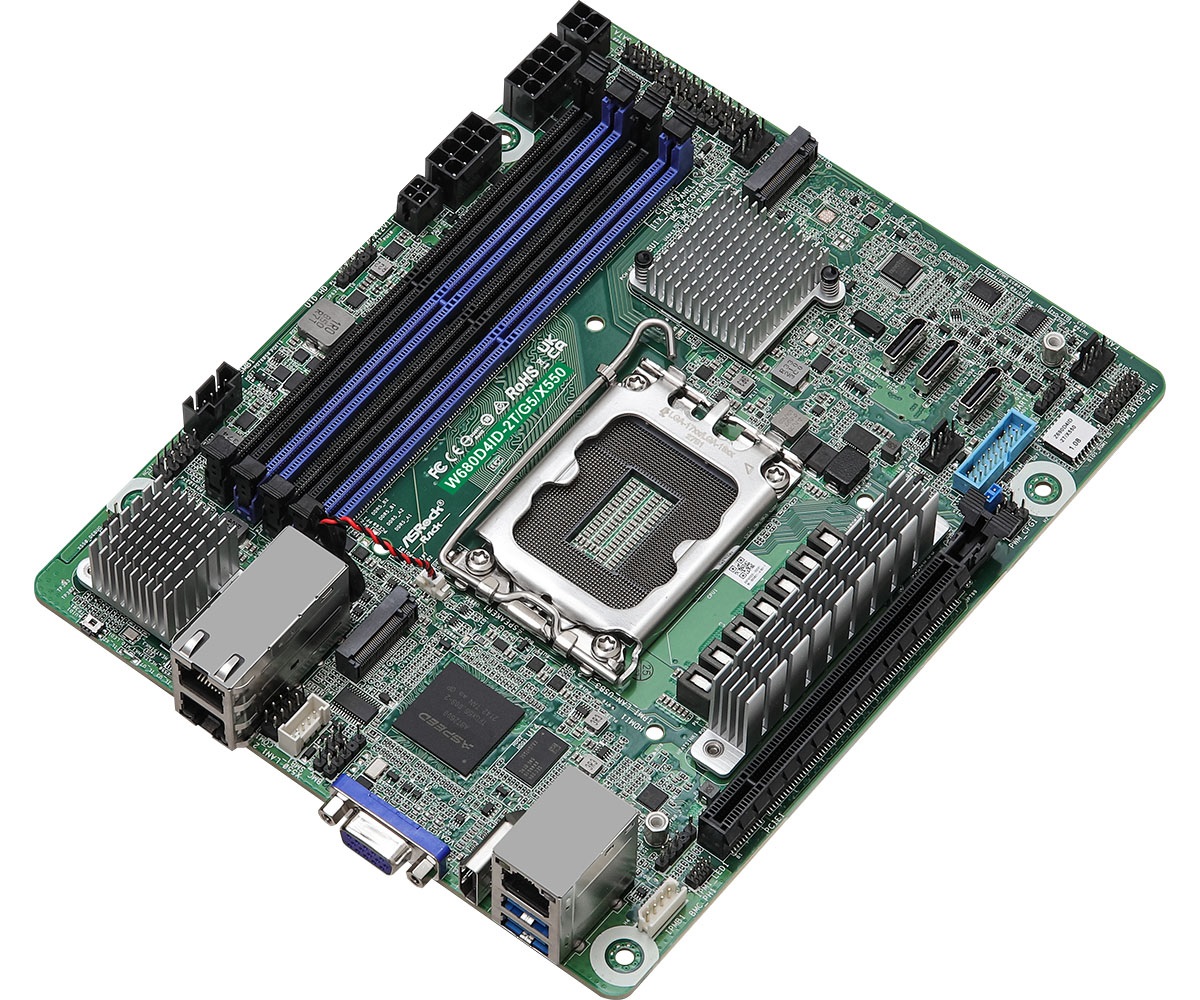 Asrock W680D4ID-2T/G5/X550 Scheda Madre Intel W680 LGA 1700 Mini ITX con Supporto DDR5 fino a 32GB