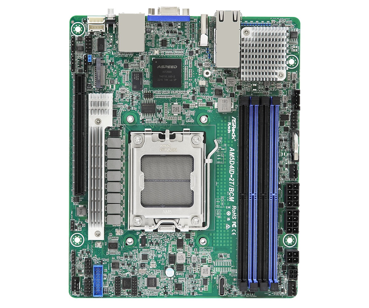 ASRock Rack AM5D4ID-2T/BCM Scheda Madre Deep Mini-ITX Socket AM5 KNOLL3 X300 con Dual 10G LAN e supporto per AMD Ryzen 7000