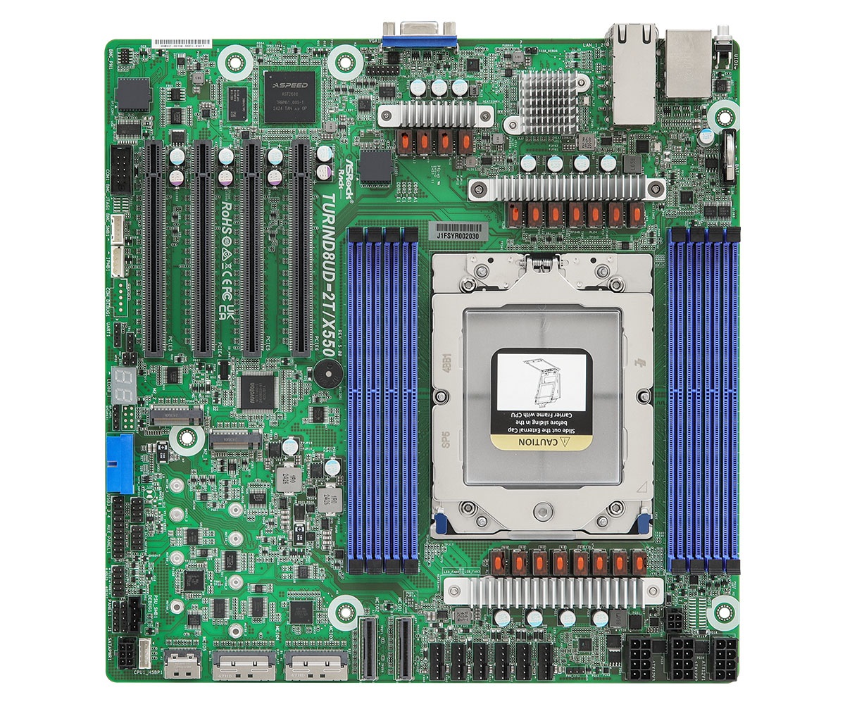 Asrock TURIND8UD-2T/X550 Scheda Madre Micro-ATX Socket SP5 per Processori AMD EPYC 9004 con Supporto fino a 256 GB di RAM