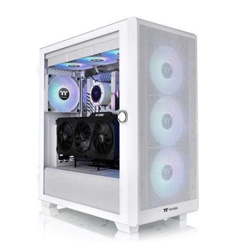 Thermaltake S250 TG Midi Tower Bianco - Case PC con 3 Ventole da 120 mm, Supporto per Schede Madri Mini ITX/ATX/E-ATX