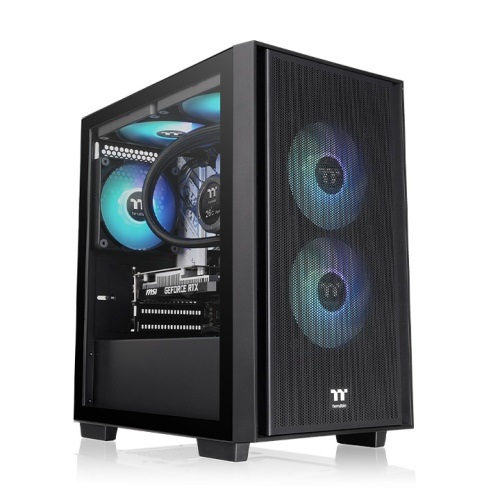 Thermaltake Versa H16 TG ARGB Micro Tower Nero - Case compatto per schede madri Mini ITX e Micro ATX, con 3 ventole ARGB da 120mm e vetro temperato