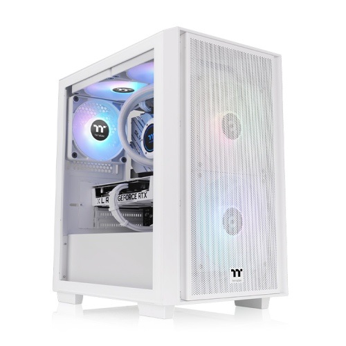 Thermaltake Versa H16 TG ARGB Micro Tower Bianco - Case compatto con vetro temperato, 3 ventole ARGB, compatibile con Mini ITX e Micro ATX