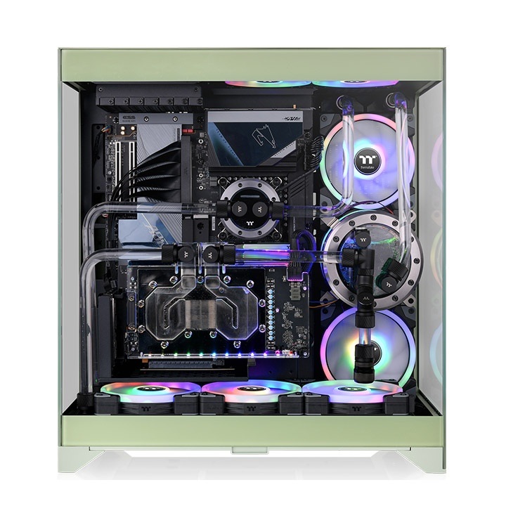 Thermaltake CTE E550 TG Midi Tower Verde Chiaro con 3 Pannelli in Vetro Temperato