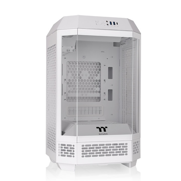 Thermaltake The Tower 250 Snow Mini Tower Bianco - Compatibile Mini ITX, Design Verticale, Vetro Temperato