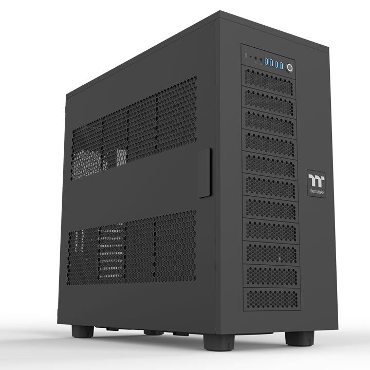 Thermaltake AX700 Super Tower Chassis Nero - Supporto XL-ATX, 5 Schede Grafiche, Fino a 18 Dischi Rigidi, 2 Pannelli Laterali Perforati, Protezione Antipolvere