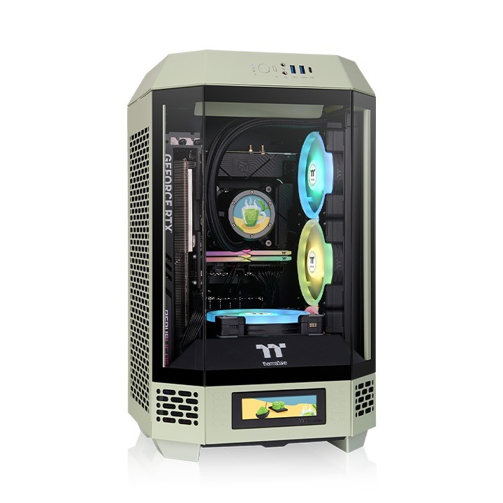 Thermaltake The Tower 250 Matcha Green Mini Tower PC con Display LCD