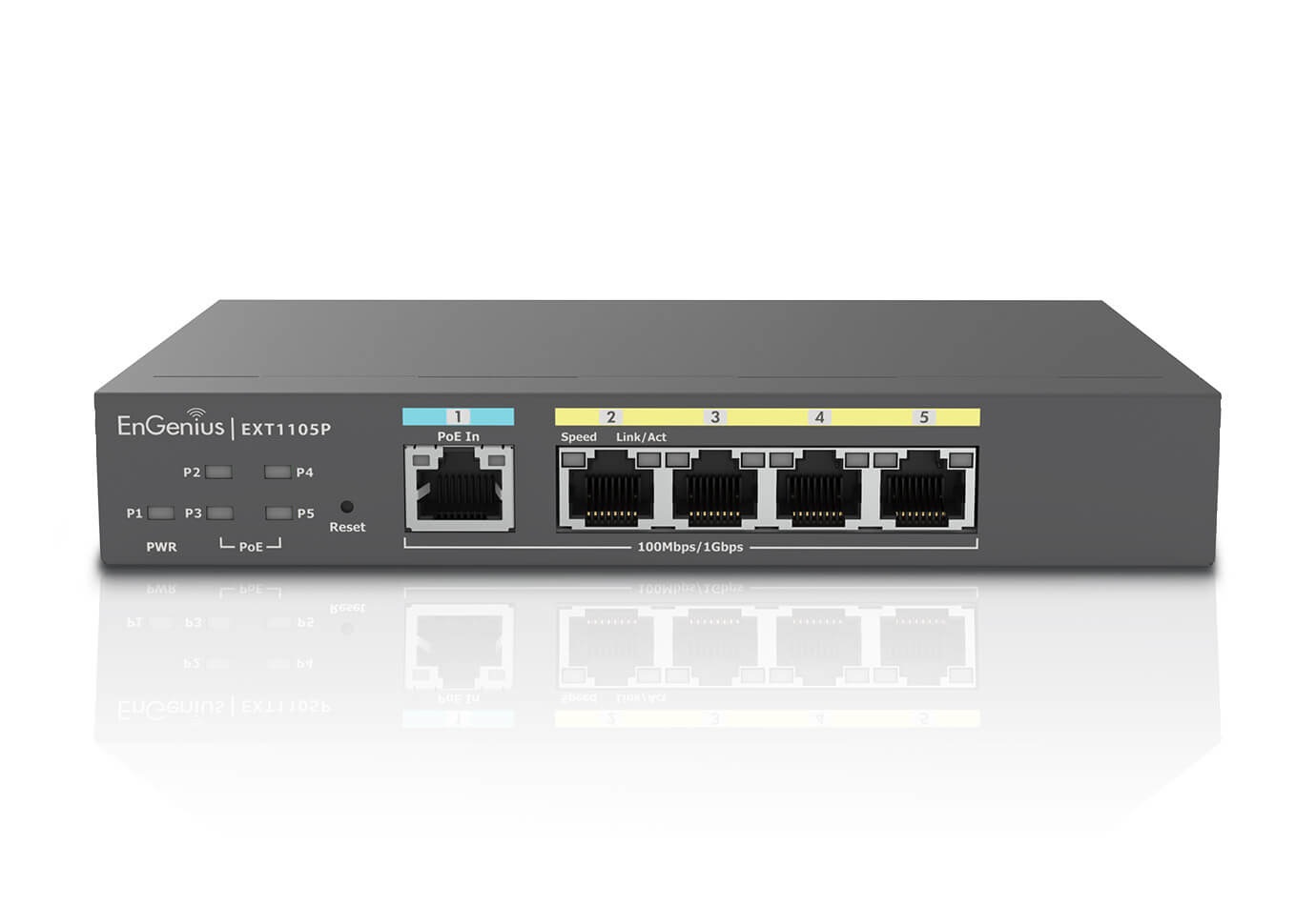 EnGenius EXT1105P Switch di Rete Gestito L2 5 Porte Gigabit Ethernet (10/100/1000) con Supporto Power over Ethernet (PoE) - Nero