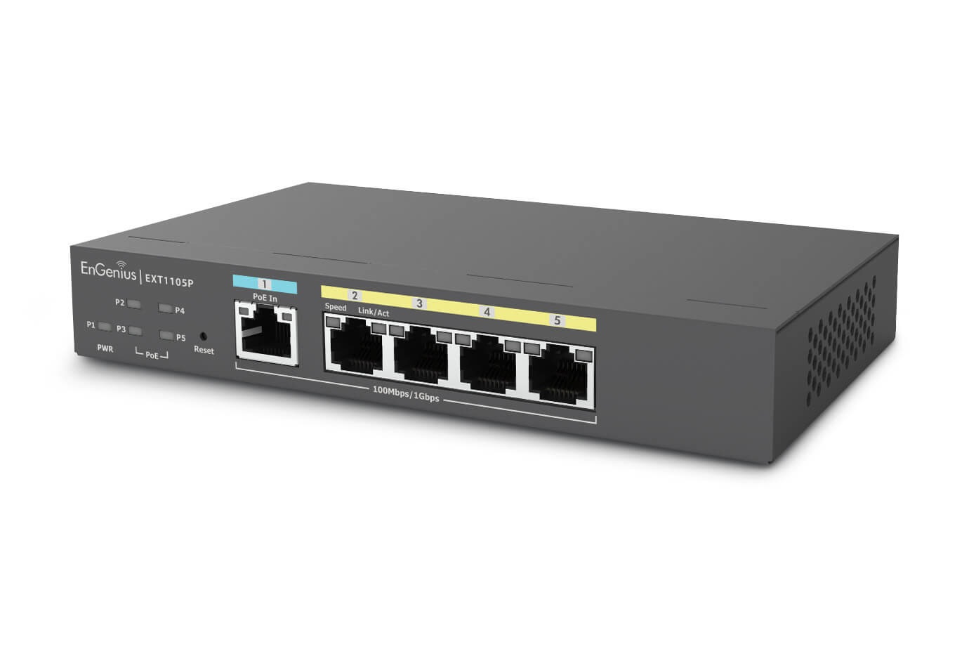 EnGenius EXT1105P Switch di Rete Gestito L2 5 Porte Gigabit Ethernet (10/100/1000) con Supporto Power over Ethernet (PoE) - Nero