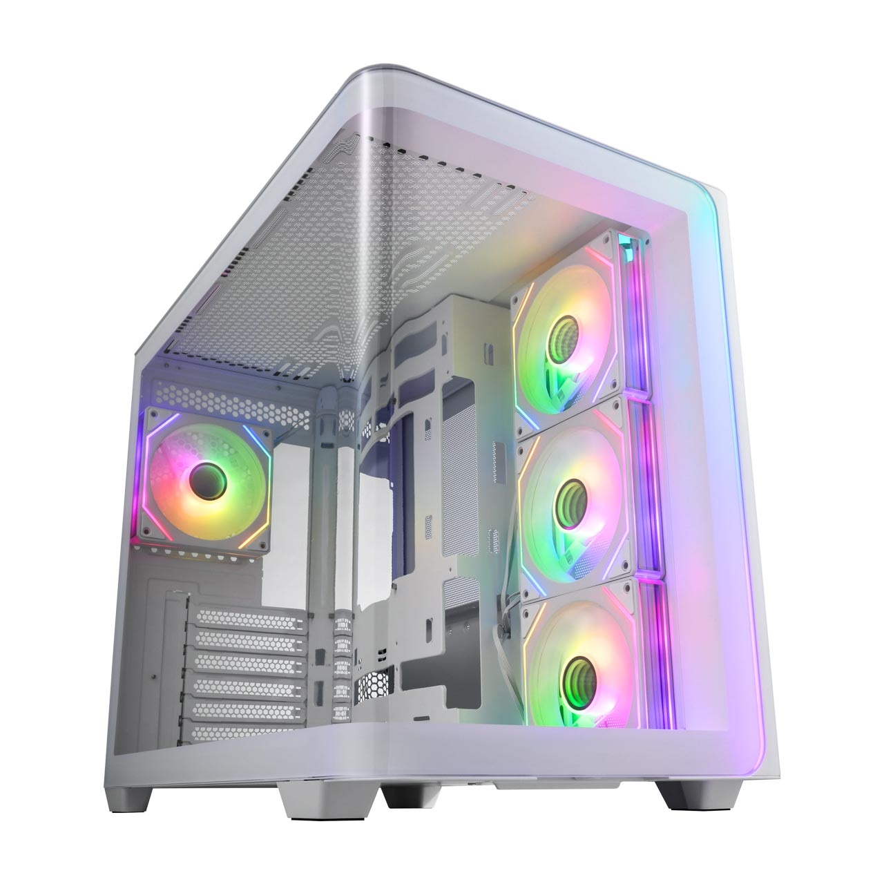 Fortron FSP M580-WA Case Mid-Tower ATX Bianco con Vetro Temperato e 4 Ventole ARGB