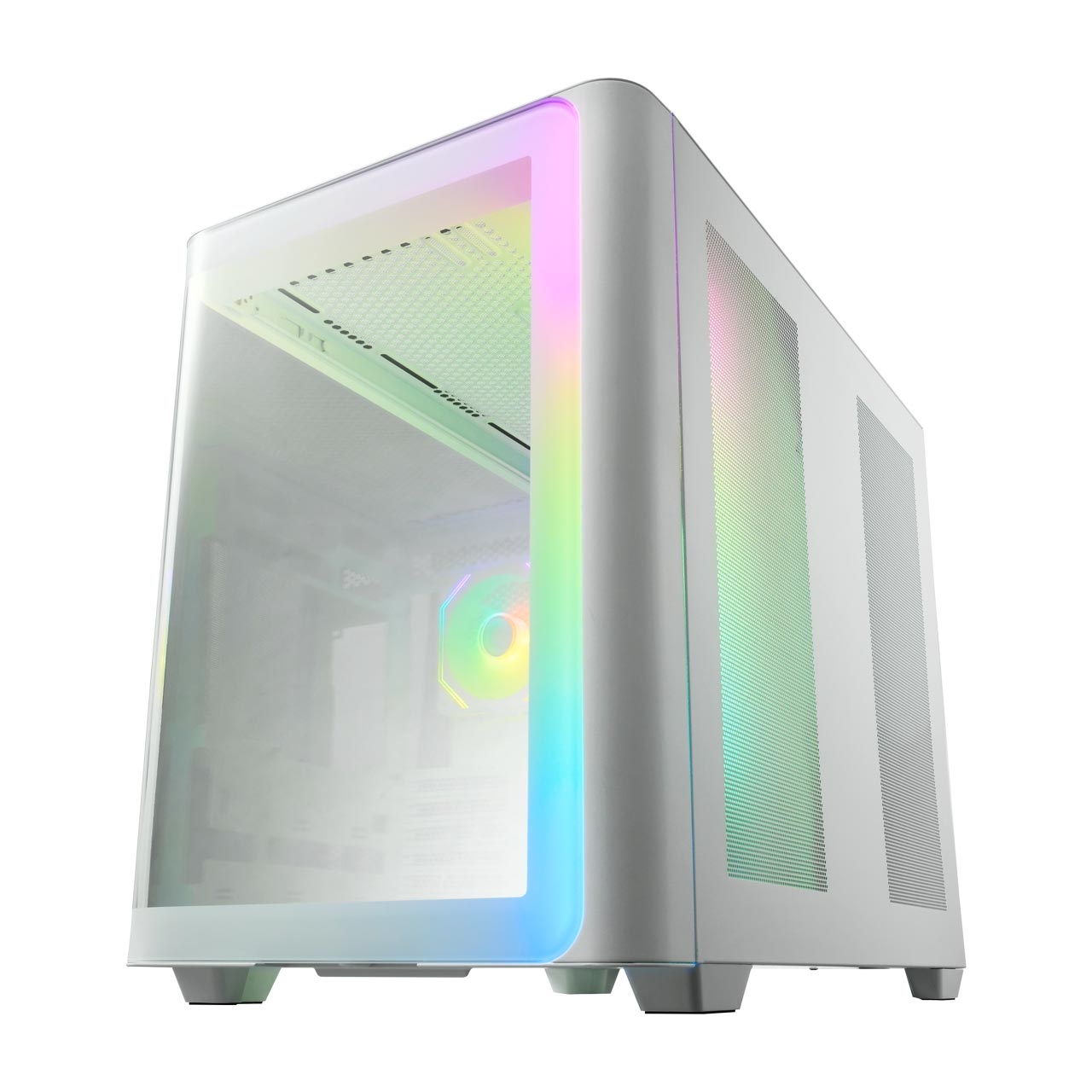 Fortron FSP M580-WA Case Mid-Tower ATX Bianco con Vetro Temperato e 4 Ventole ARGB