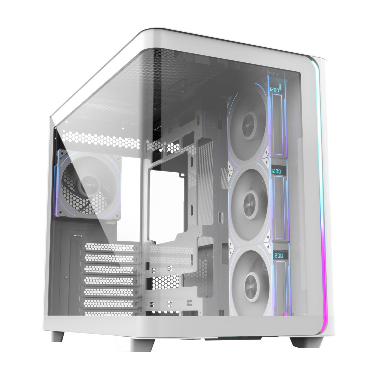 Fortron M580-WP Case Midi Tower ATX Bianco con 2 USB-A, 1 USB-C, RGB e Finestra in Vetro Temperato