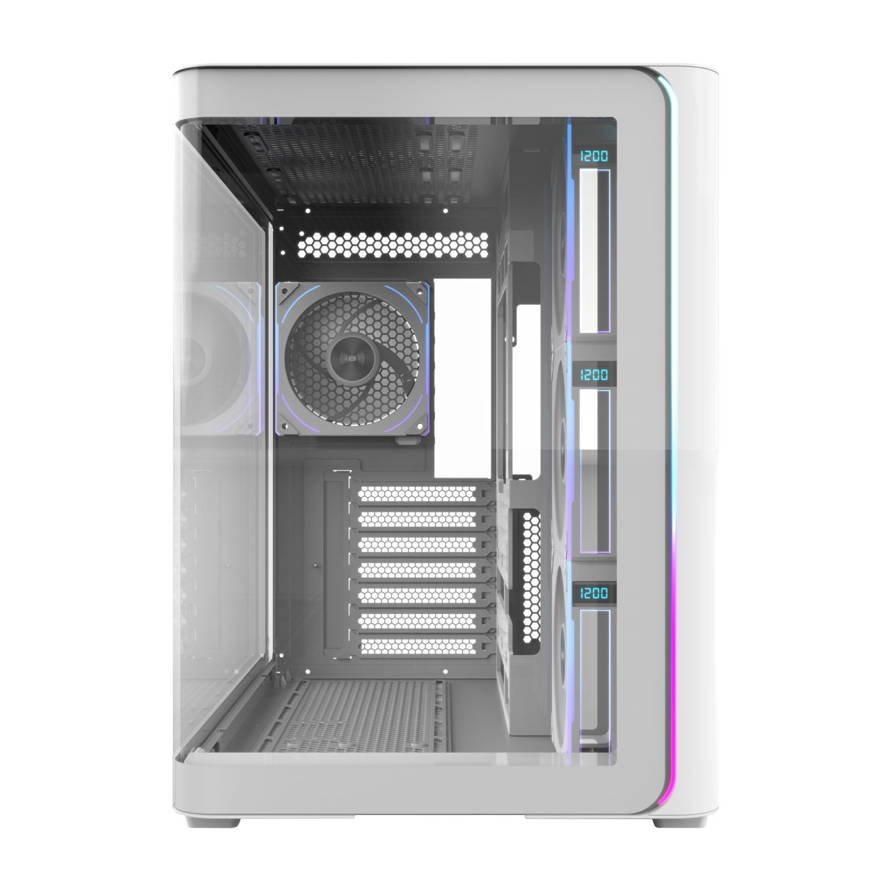 Fortron M580-WP Case Midi Tower ATX Bianco con 2 USB-A, 1 USB-C, RGB e Finestra in Vetro Temperato