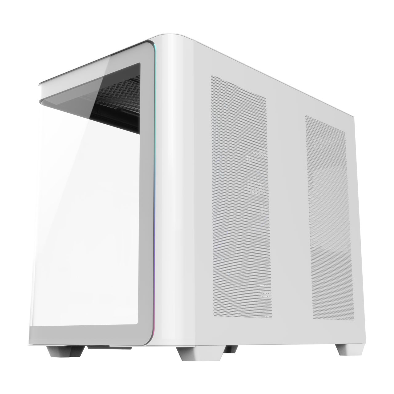 Fortron M580-WP Case Midi Tower ATX Bianco con 2 USB-A, 1 USB-C, RGB e Finestra in Vetro Temperato