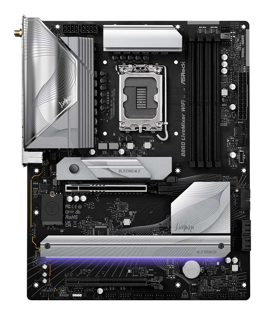 ASRock B860 LiveMixer WiFi Scheda Madre ATX LGA 1851 con supporto DDR5, HDMI, DP, Wi-Fi 6E e 2.5G