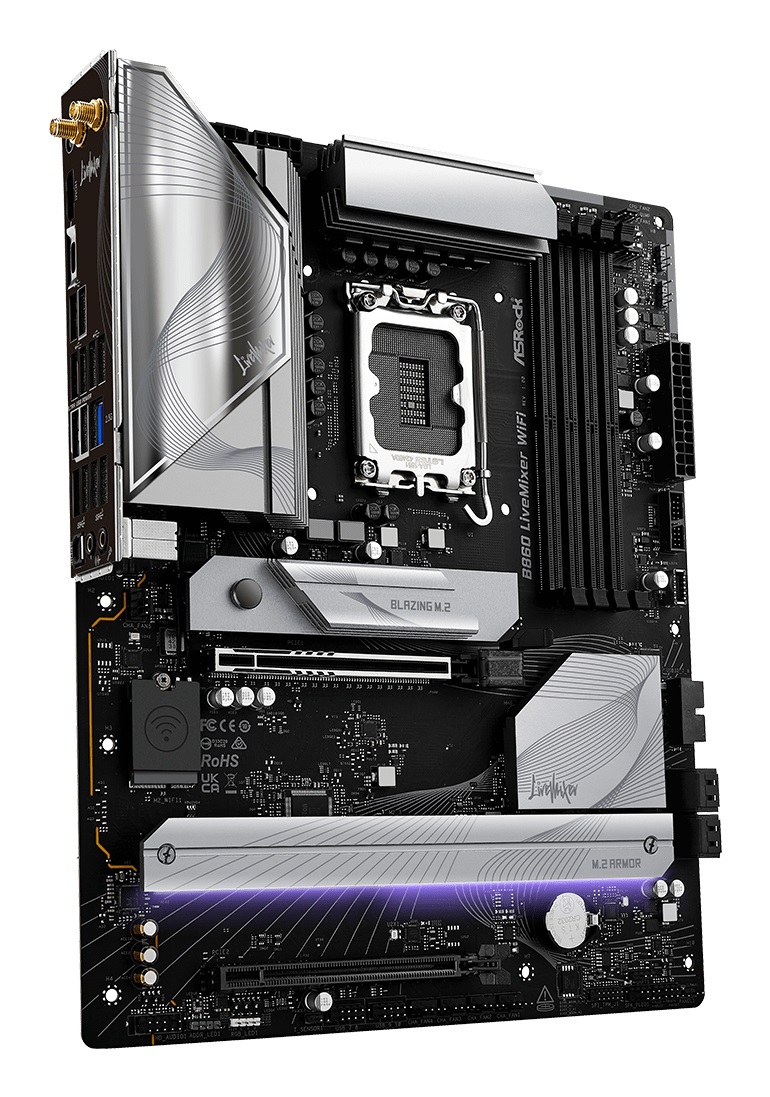 ASRock B860 LiveMixer WiFi Scheda Madre ATX LGA 1851 con supporto DDR5, HDMI, DP, Wi-Fi 6E e 2.5G