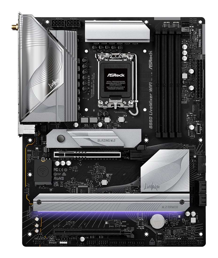 ASRock B860 LiveMixer WiFi Scheda Madre ATX LGA 1851 con supporto DDR5, HDMI, DP, Wi-Fi 6E e 2.5G