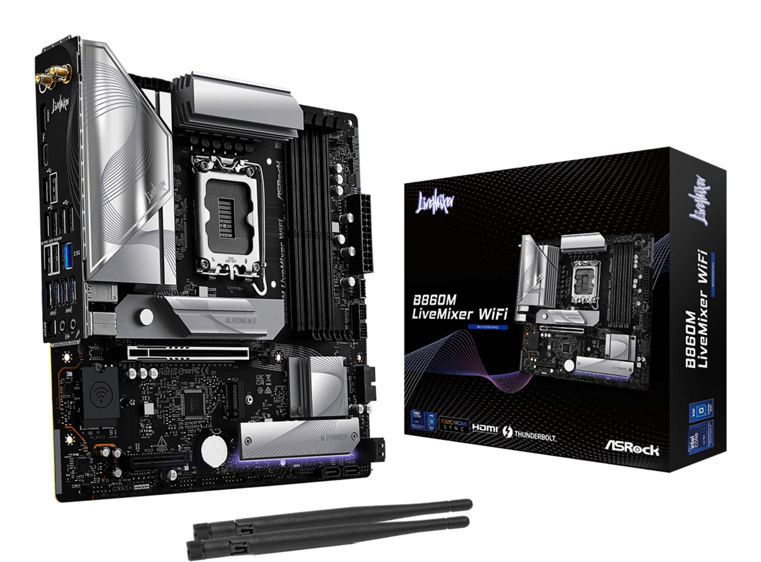Asrock B860M LiveMixer WiFi Scheda Madre Intel B860 LGA 1851 Micro ATX, DDR5, 256 GB, 4xDIMM, PCIe Gen 5, Wi-Fi 6E