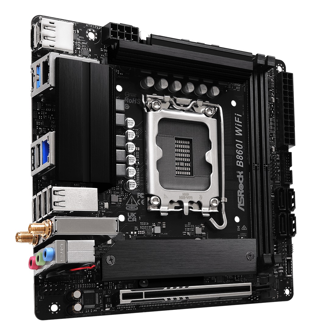 Asrock B860I WiFi Scheda Madre Intel B860 LGA 1851 mini ITX DDR5 con 128 GB di RAM, HDMI e DisplayPort