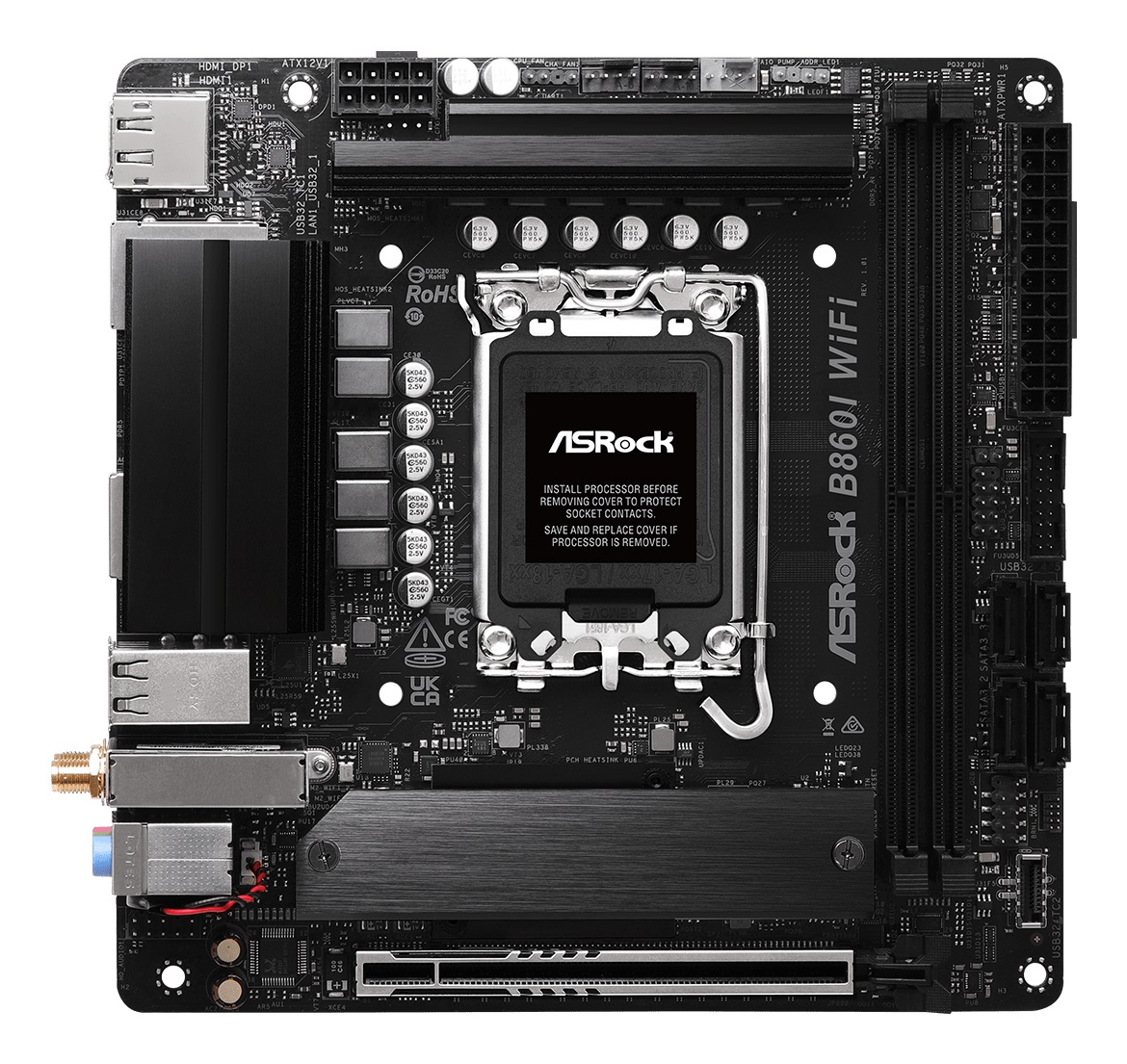 Asrock B860I WiFi Scheda Madre Intel B860 LGA 1851 mini ITX DDR5 con 128 GB di RAM, HDMI e DisplayPort