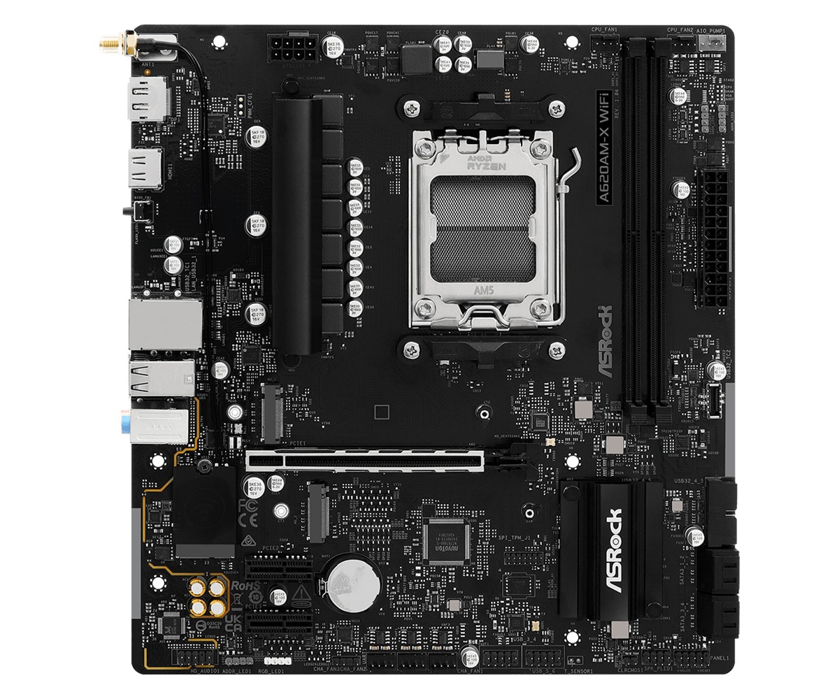 ASRock A620AM-X Scheda Madre AM5 Micro-ATX con 2 Slot DDR5, Wi-Fi 802.11ac e Porte USB 3.2 Type-C