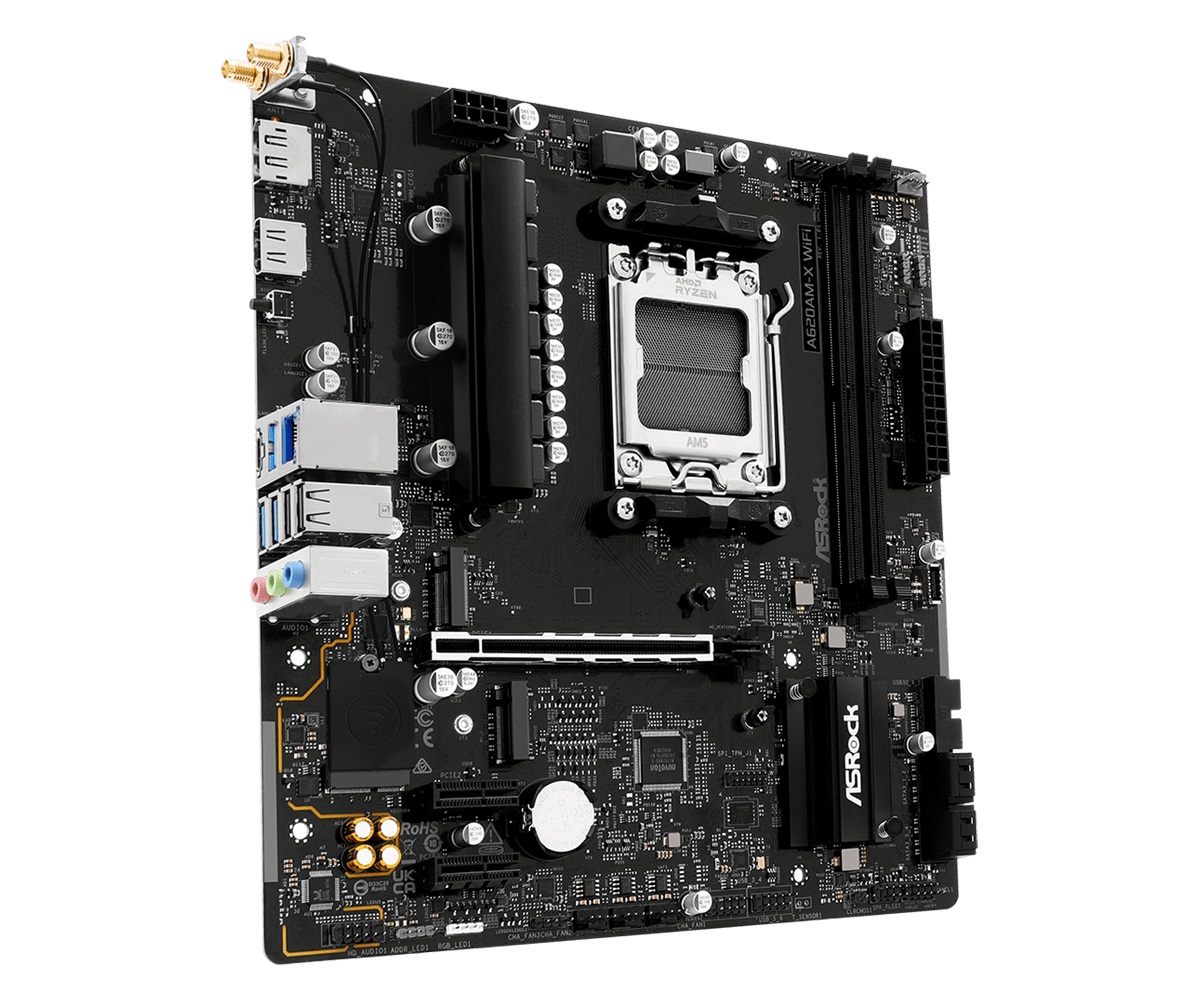 ASRock A620AM-X Scheda Madre AM5 Micro-ATX con 2 Slot DDR5, Wi-Fi 802.11ac e Porte USB 3.2 Type-C