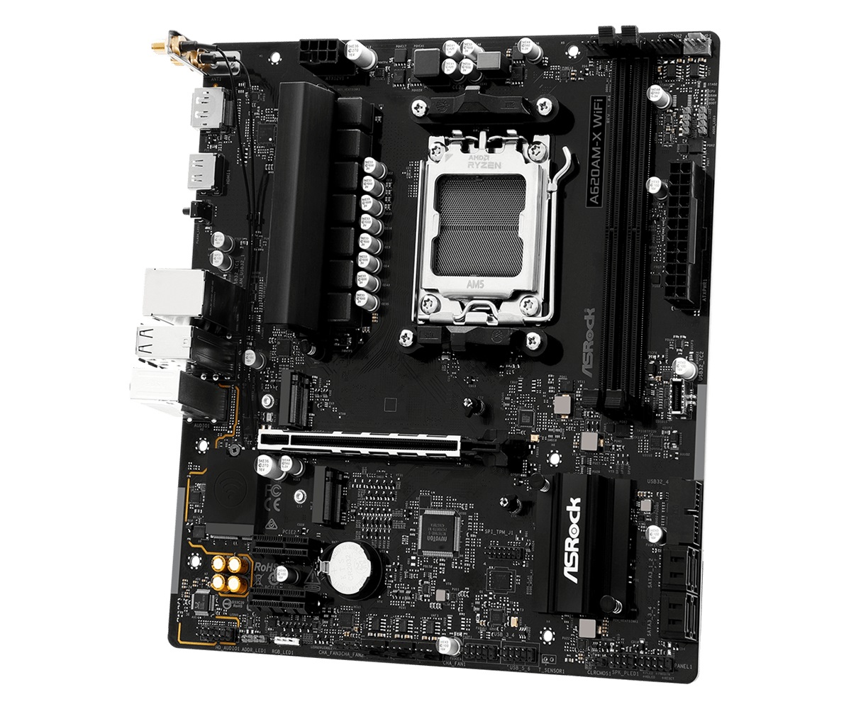 ASRock A620AM-X Scheda Madre AM5 Micro-ATX con 2 Slot DDR5, Wi-Fi 802.11ac e Porte USB 3.2 Type-C