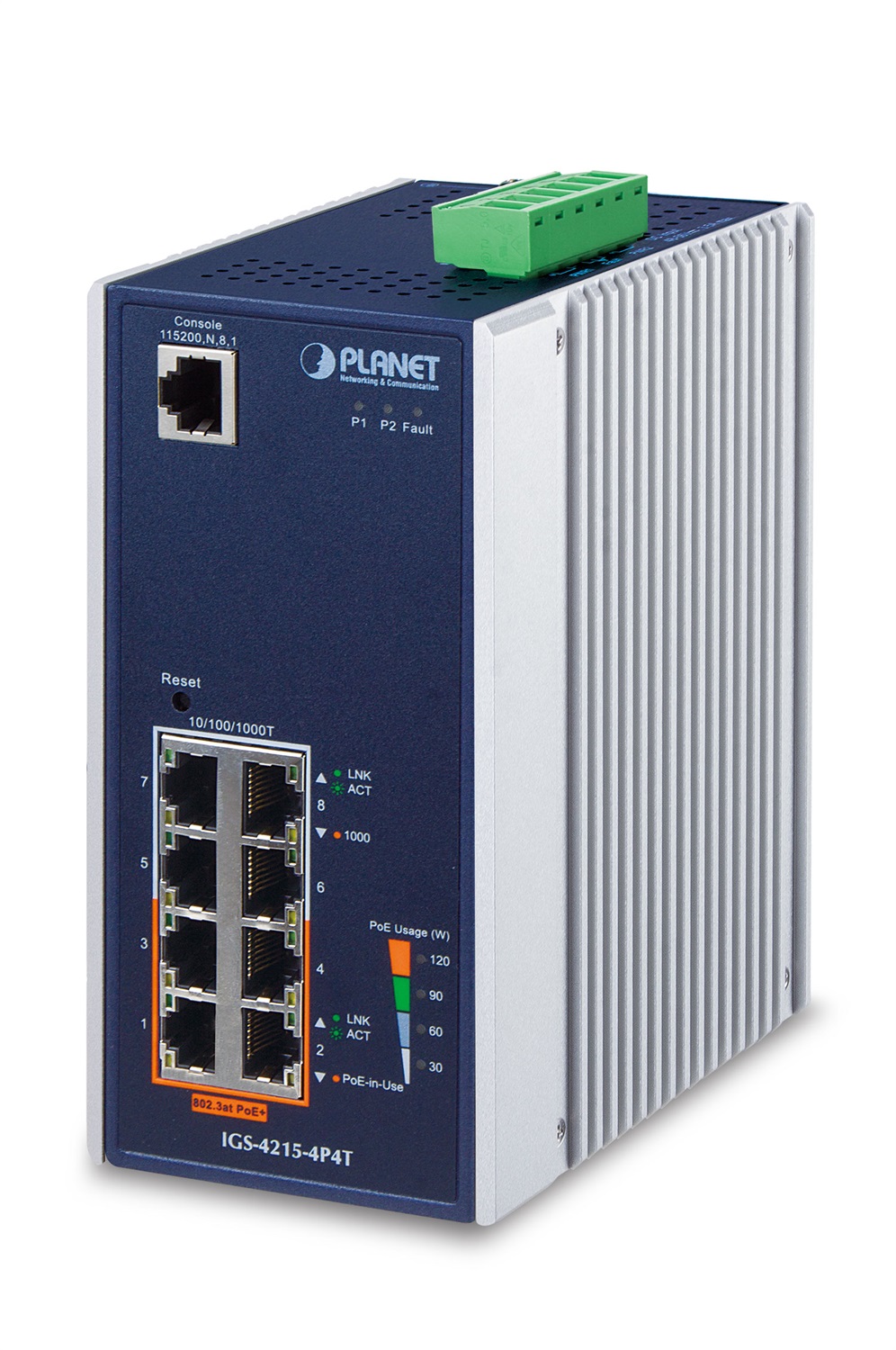 PLANET IGS-4215-4P4T Switch di Rete Gestito L2/L4 Gigabit Ethernet 10/100/1000 con 8 Porte RJ-45 e Supporto Power over Ethernet (PoE) - Design Industriale IP30