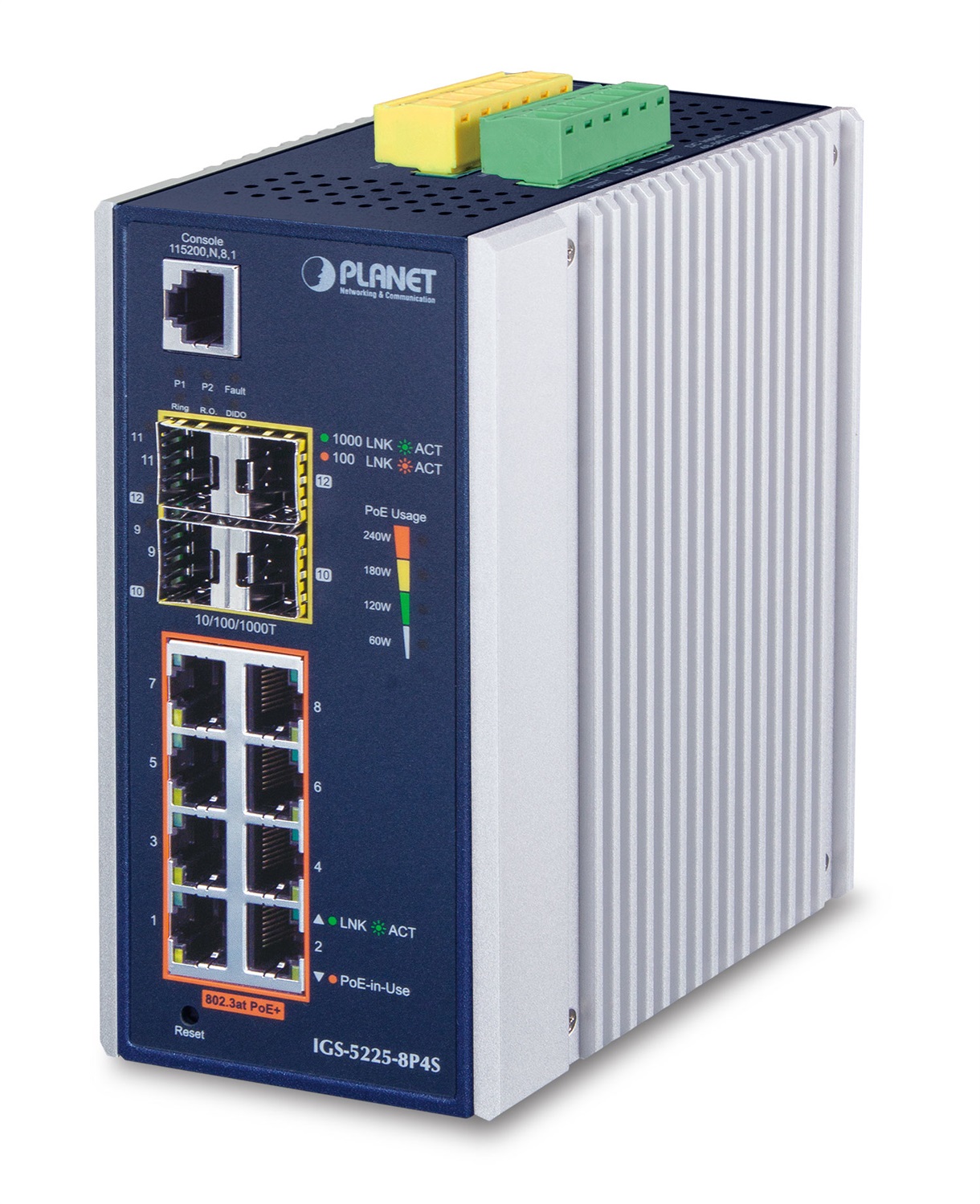 PLANET IGS-5225-8P4S Switch di Rete Gestito L2 8 Porte Gigabit Ethernet (10/100/1000) con Supporto Power over Ethernet (PoE) -40 a 75 °C, IP30