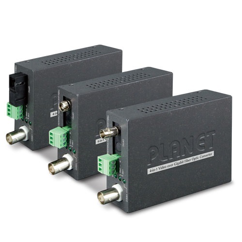 PLANET VF-101G-KIT Convertitore Multimediale di Rete Nero - 1-Channel 4-in-1 Video over Gigabit Fiber, Distanza fino a 20KM