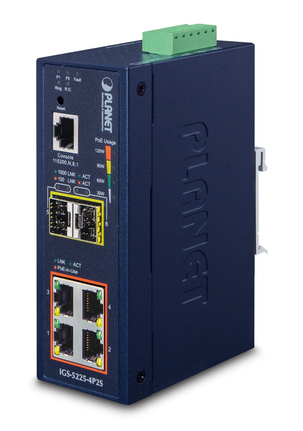 PLANET IGS-5225-4P2S Switch di Rete Gestito L2 Gigabit Ethernet (10/100/1000) con 4 Porte RJ-45 e Supporto Power over Ethernet (PoE) - Blu