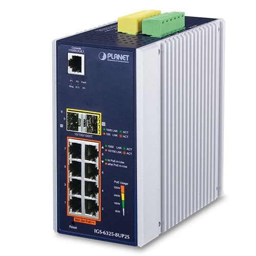 PLANET IGS-6325-8UP2S Switch di Rete Gestito L3 Gigabit Ethernet (10/100/1000) con 8 Porte RJ-45 e 2 Moduli SFP, Supporto Power over Ethernet (PoE), Alluminio, Nero