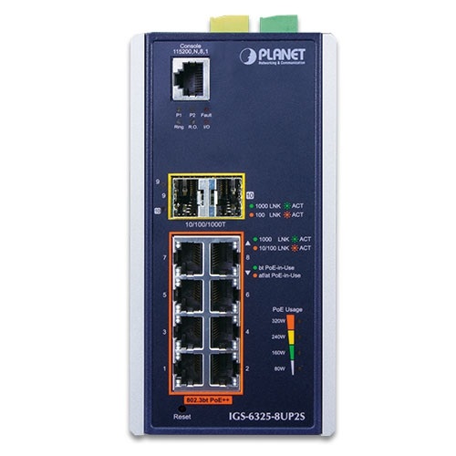 PLANET IGS-6325-8UP2S Switch di Rete Gestito L3 Gigabit Ethernet (10/100/1000) con 8 Porte RJ-45 e 2 Moduli SFP, Supporto Power over Ethernet (PoE), Alluminio, Nero
